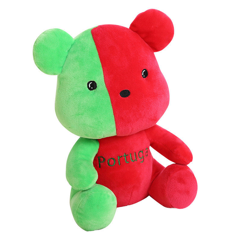 European Cup plush doll close-up of embroidered face, soccer jersey, and details