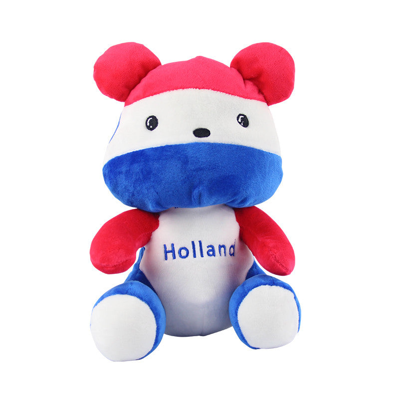 European Cup plush doll group display — all team variants, event merchandise