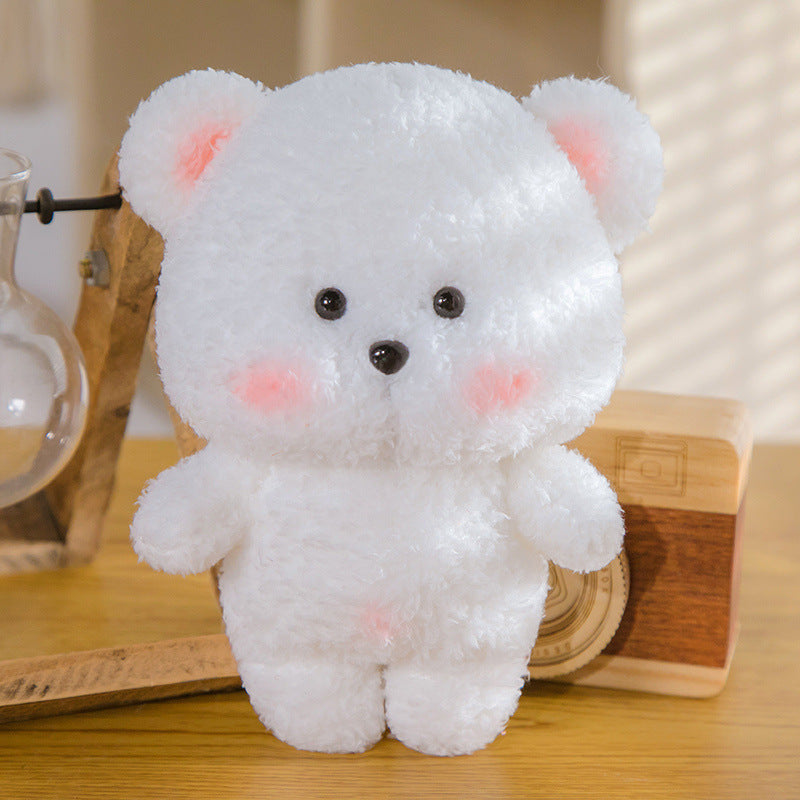 Cute Bear plush doll back view — costume details and round plush body shape