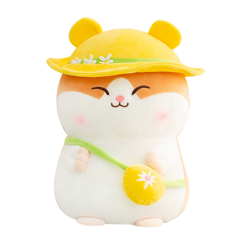 Cute Hamster plush doll — pink hamster front view, soft short plush texture