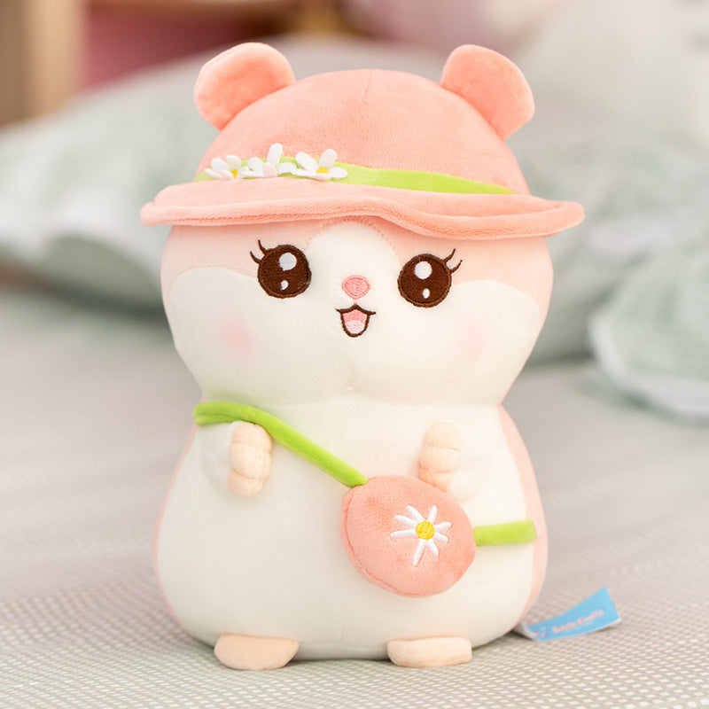 Cute Hamster plush doll held in hand — soft sleeping companion plush toy