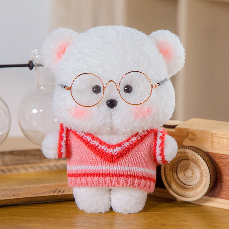 Cute Bear plush doll — all three color variants (pink, green, naked) grouped together