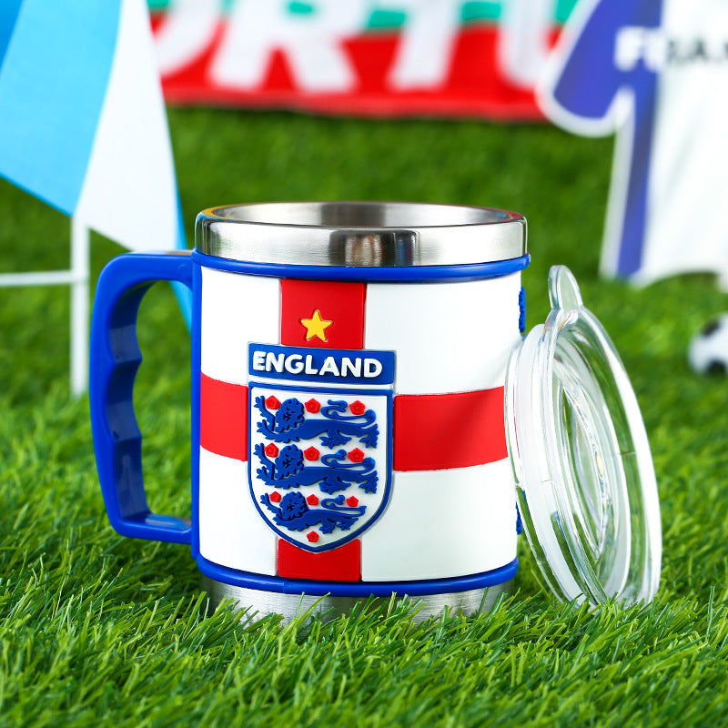 World Cup soccer mug packaging view — gift-ready soccer fan souvenir